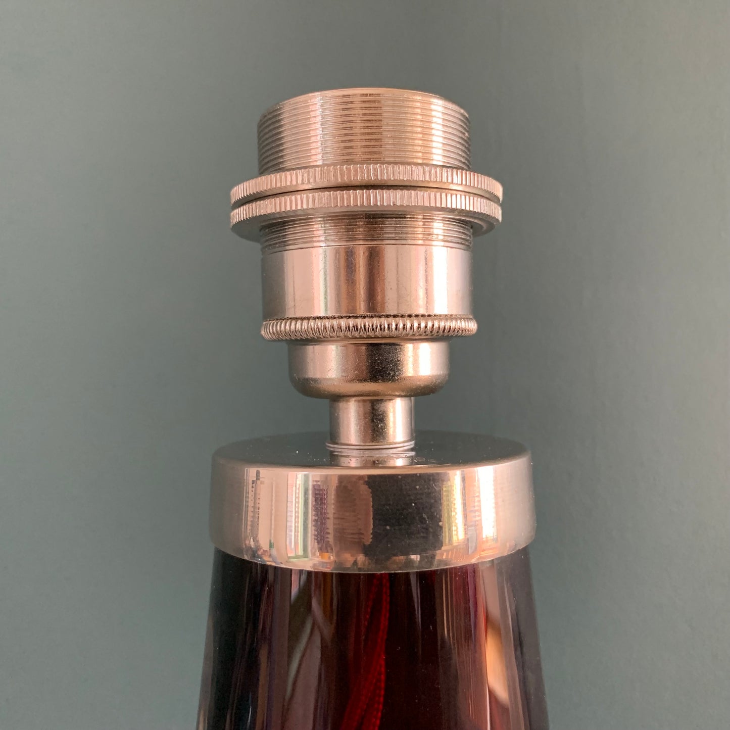 LARGE Orrefors Ruby Red Swedish Crystal Glass 1960s Table Lamp Carl Fagerlund Design