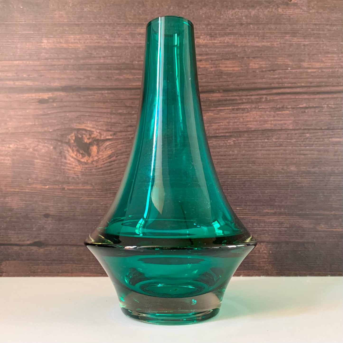 Riihimaki Turquoise Glass Vase Finnish 1379 1960s 1970s Rocket Atomic