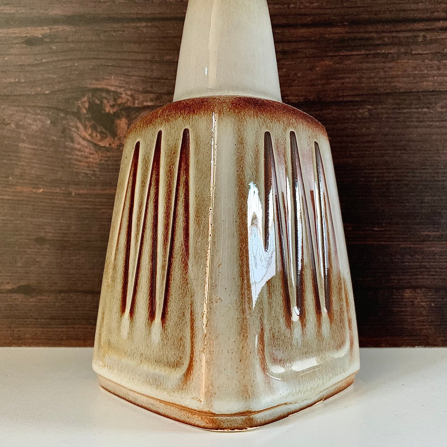 Soholm Ivory Cinnamon Danish Ceramic Table Lamp 1960s 1970s EJ