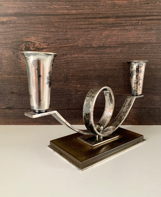 Art Deco Cohr Danish Silver Bronze Modernist Candle Holder Candleabra 1920s 1930s