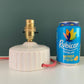 Vintage British English White Pink Ceramic Table Lamp 1970s 1980s Staffordshire Pottery