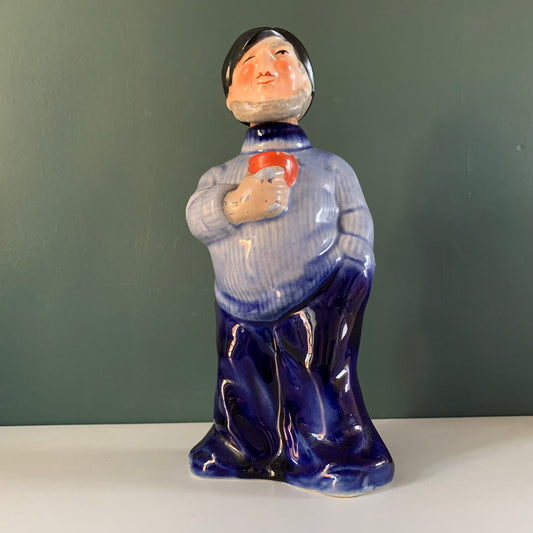 Vintage Ceramic Sailor Fisherman Decanter Bottle Hip Flask