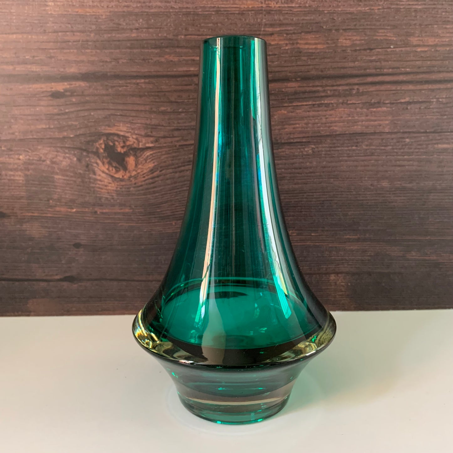 Riihimaki Turquoise Glass Vase Finnish 1379 1960s 1970s Rocket Atomic