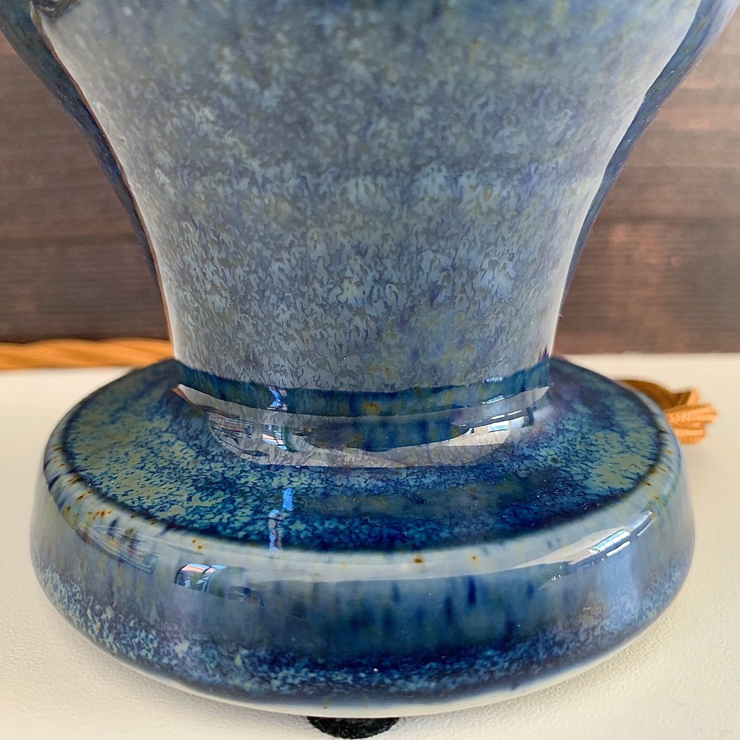 Vintage Royal Doulton Blue Sheerlite Ceramic Table Lamp 1960s English British