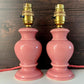 Vintage British English Pink Ceramic Table Lamp 1970s 1980s Staffordshire Pottery