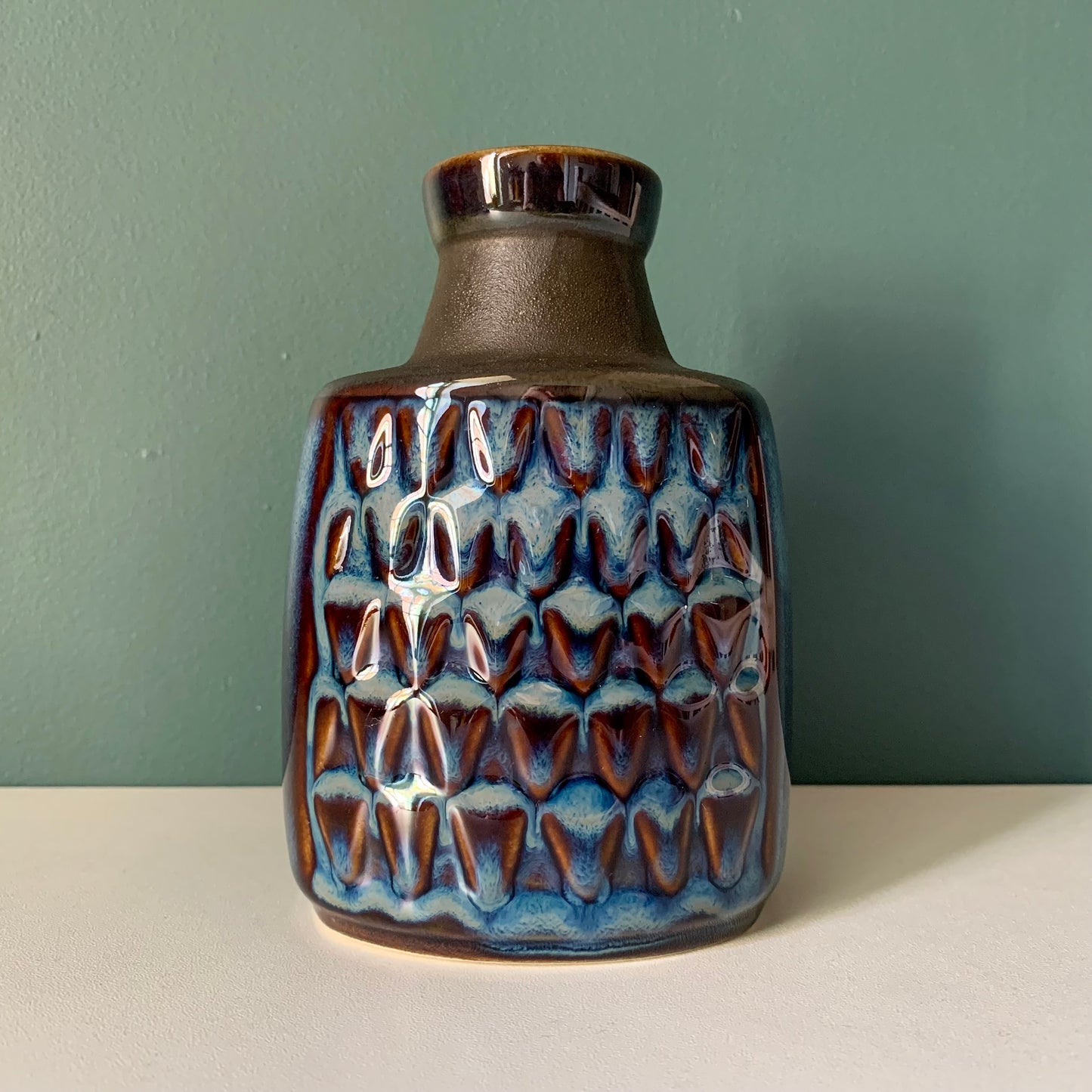 Soholm Pottery Blue Danish Ceramic Vase Vintage 1960s Retro Scandinavian 3322