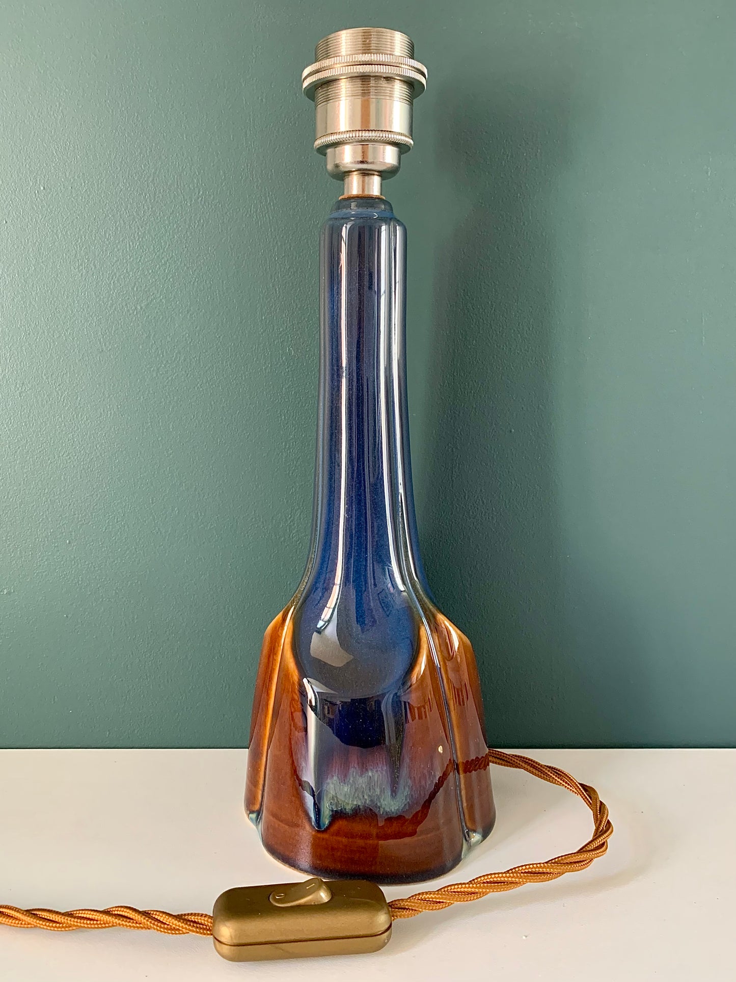 Soholm Pottery Blue Amber Danish Table Lamp Vintage 1960s Retro 940