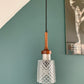 Mid Century Danish Swedish Teak Glass Teak Pendant Ceiling Lamp Scandinavian Light