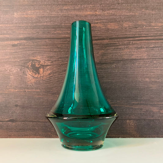 Riihimaki Turquoise Glass Vase Finnish 1379 1960s 1970s Rocket Atomic