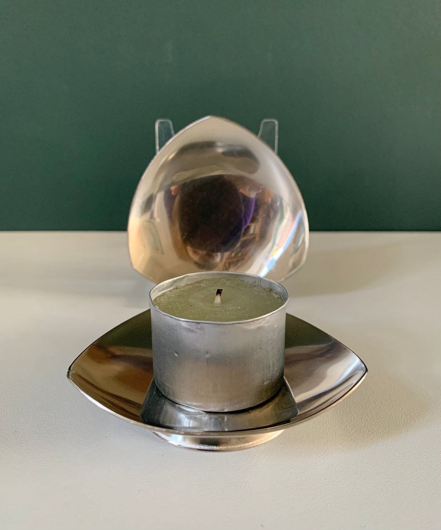 Vintage Stelton Danish Steel Triangle Tealight Candle Holders Votive Modernist 1970s