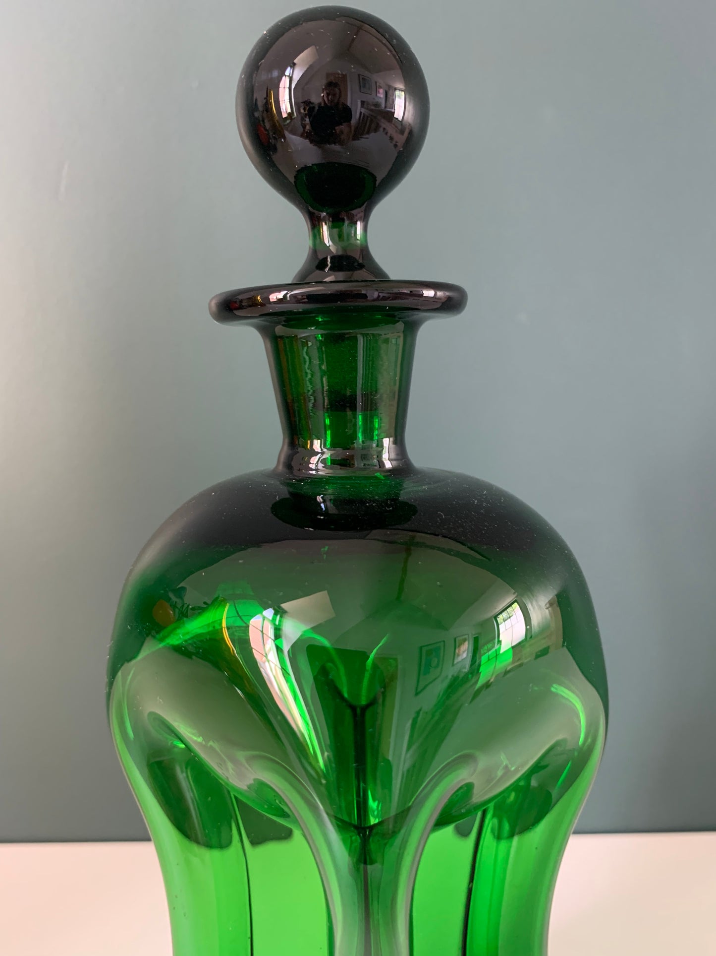 Vintage Holmegaard Danish Kluk Green Glass Decanter Glug Bottle Carafe Gifts