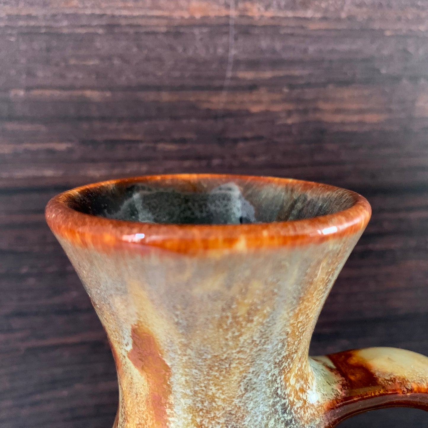 Mid Century Orange German Fat Lava Glaze Ceramic Jug Vase 1960s 1970s