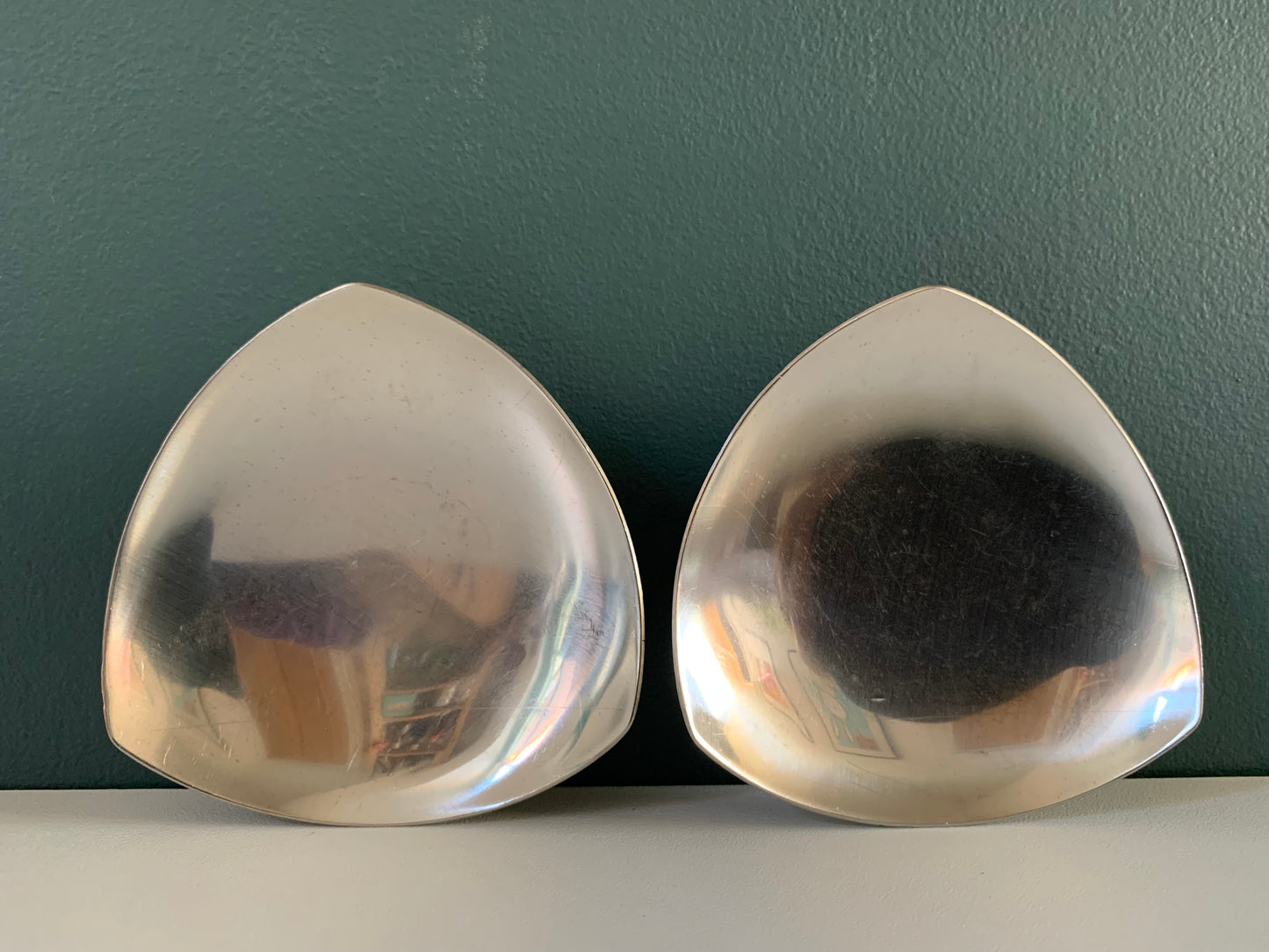 Vintage Stelton Danish Steel Triangle Tealight Candle Holders Votive Modernist 1970s