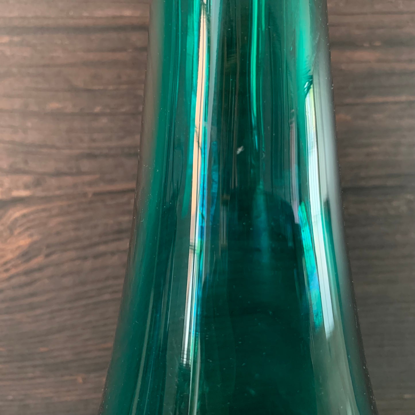 Riihimaki Turquoise Glass Vase Finnish 1379 1960s 1970s Rocket Atomic