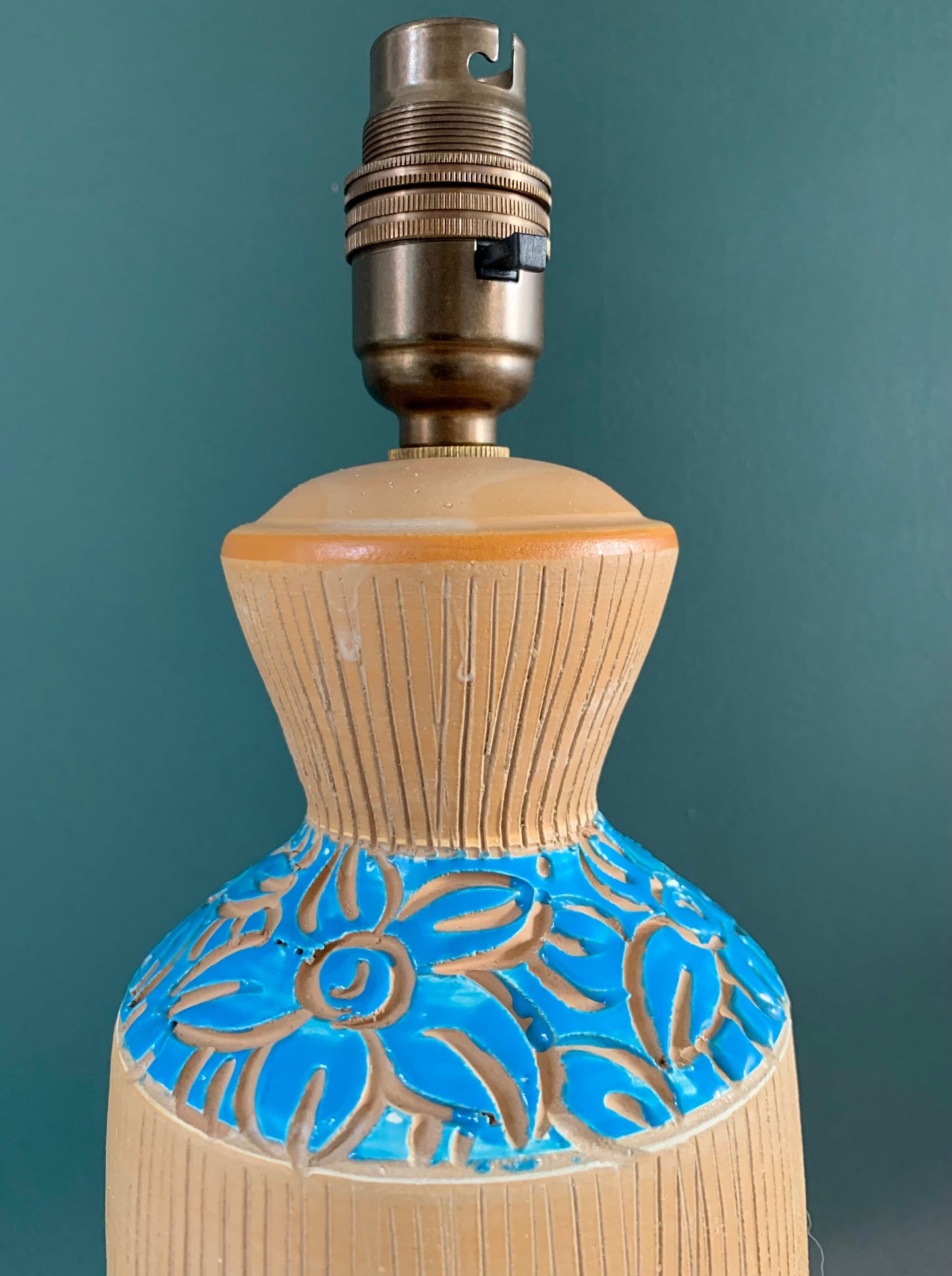 Bitossi Rimini Blue Pottery Table Lamp Ceramic 1960s 1970s Turquoise