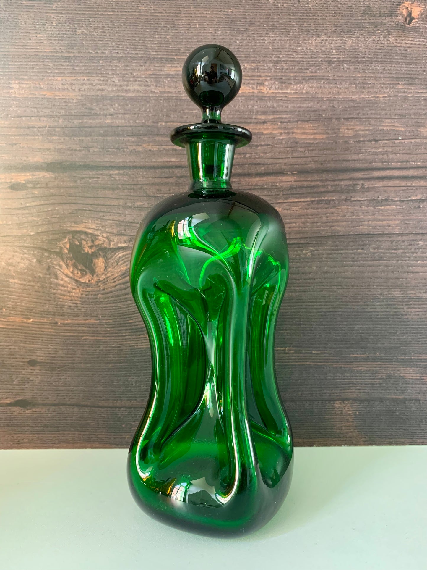 Vintage Holmegaard Danish Kluk Green Glass Decanter Glug Bottle Carafe Gifts
