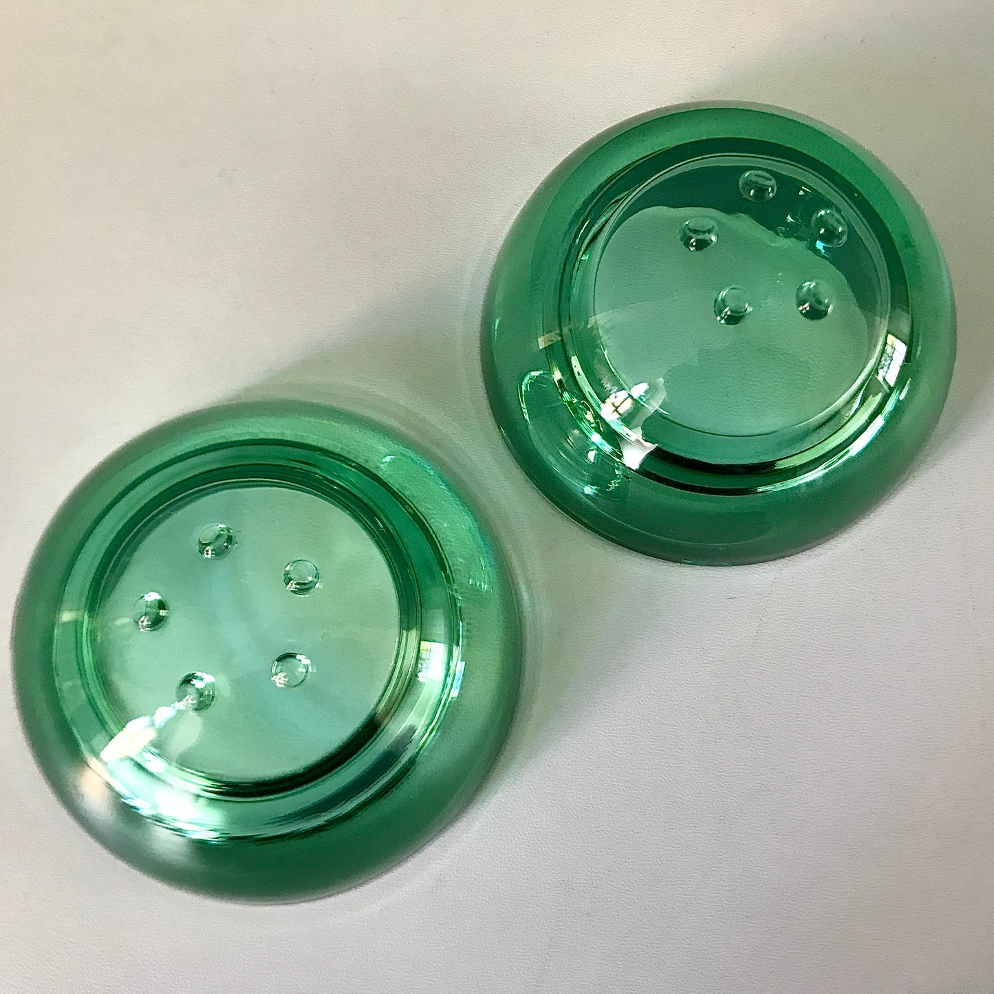 Pair Iittala Ballo Light Green Glass Tealight Candle Holder Finnish Design