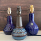 Soholm Danish Blue Table Lamp 1960s Pottery Scandi Bedside Light 3323