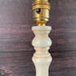 Vintage Cream Wood British Candle Stick Table Lamp 1980s