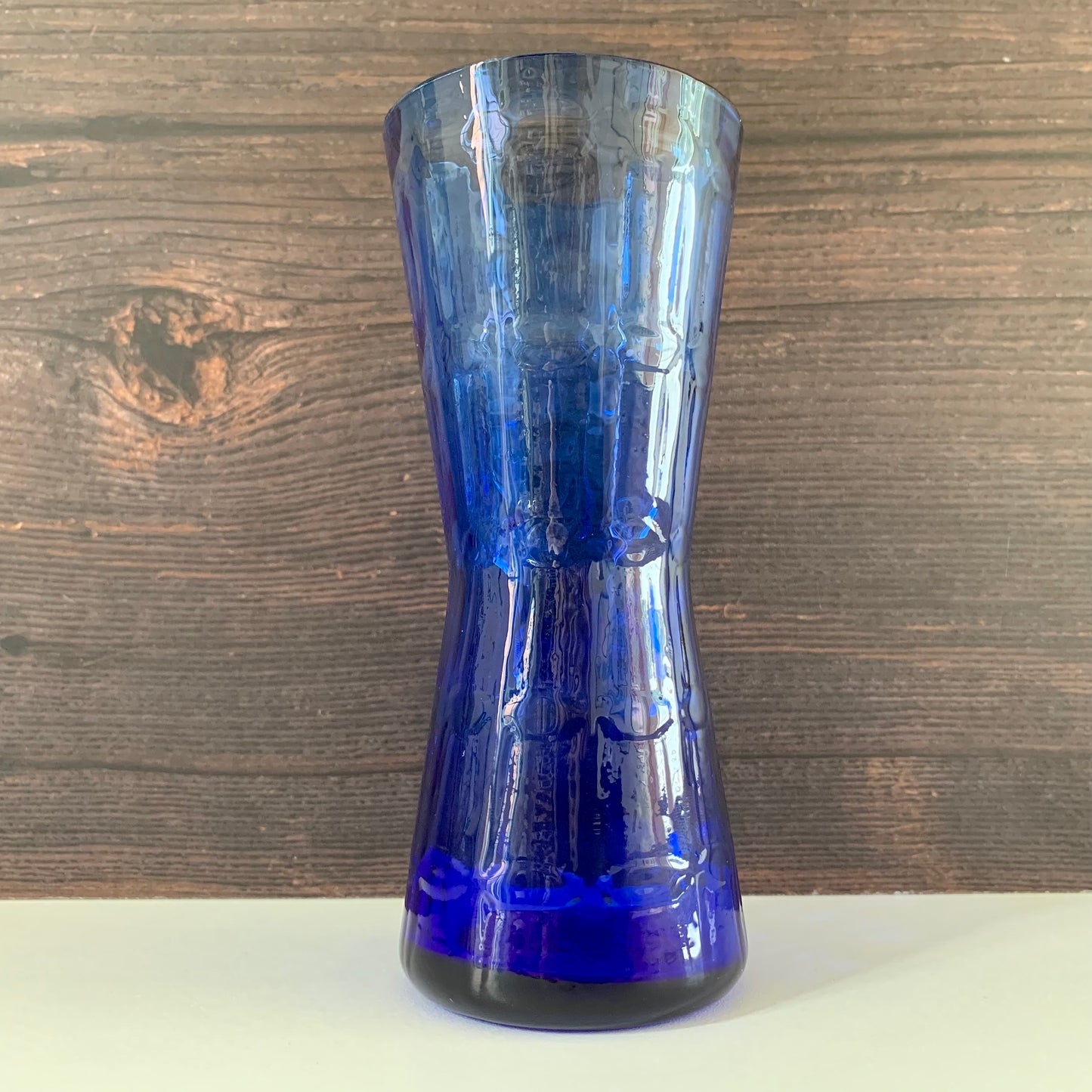 Alsterfors Swedish Blue Glass Vase 1960s 1970s Vintage Retro Scandinavian