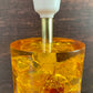 Shattaline British Yellow Orange Table Lamp Cracked Resin Crushed Ice Vintage Retro Atomic Era Shatterline