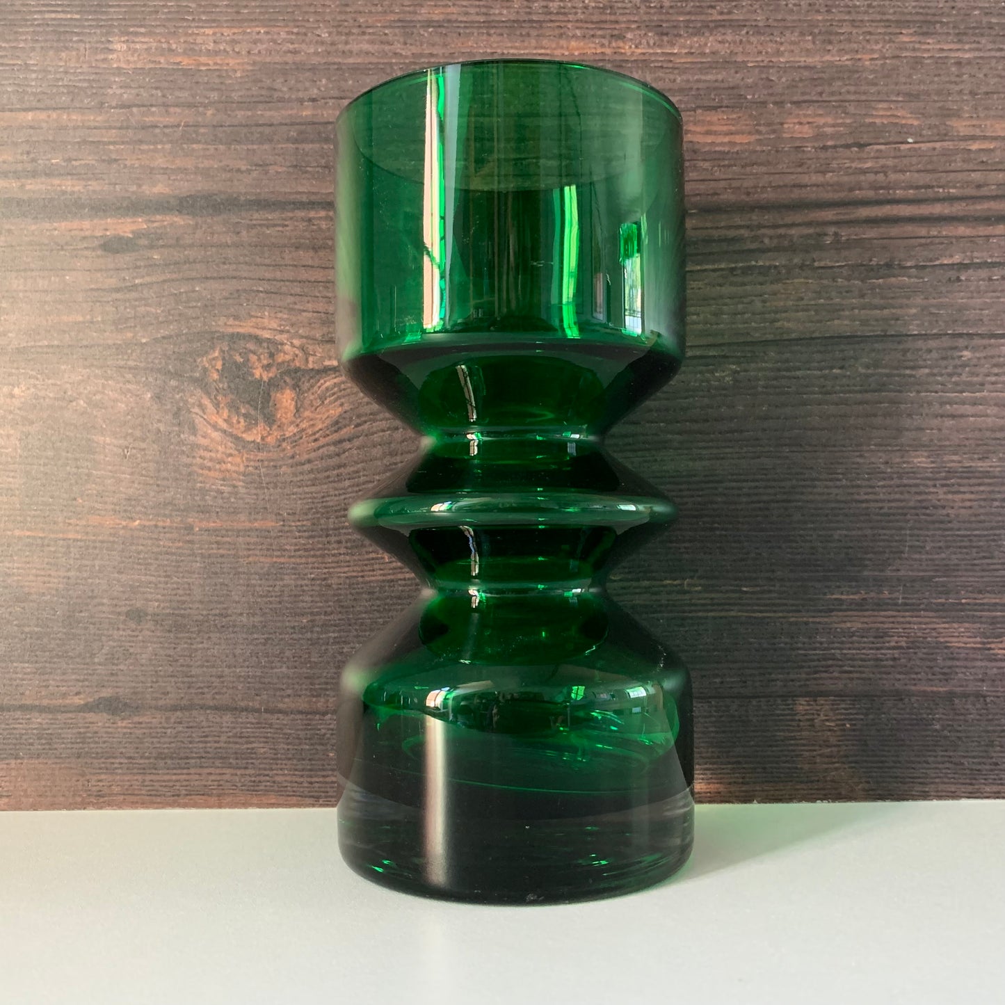 Riihimaki Emerald Green Glass Vase Tamara Aladin 1472 Vintage 1960s 1970s Scandinavian Finnish Retro