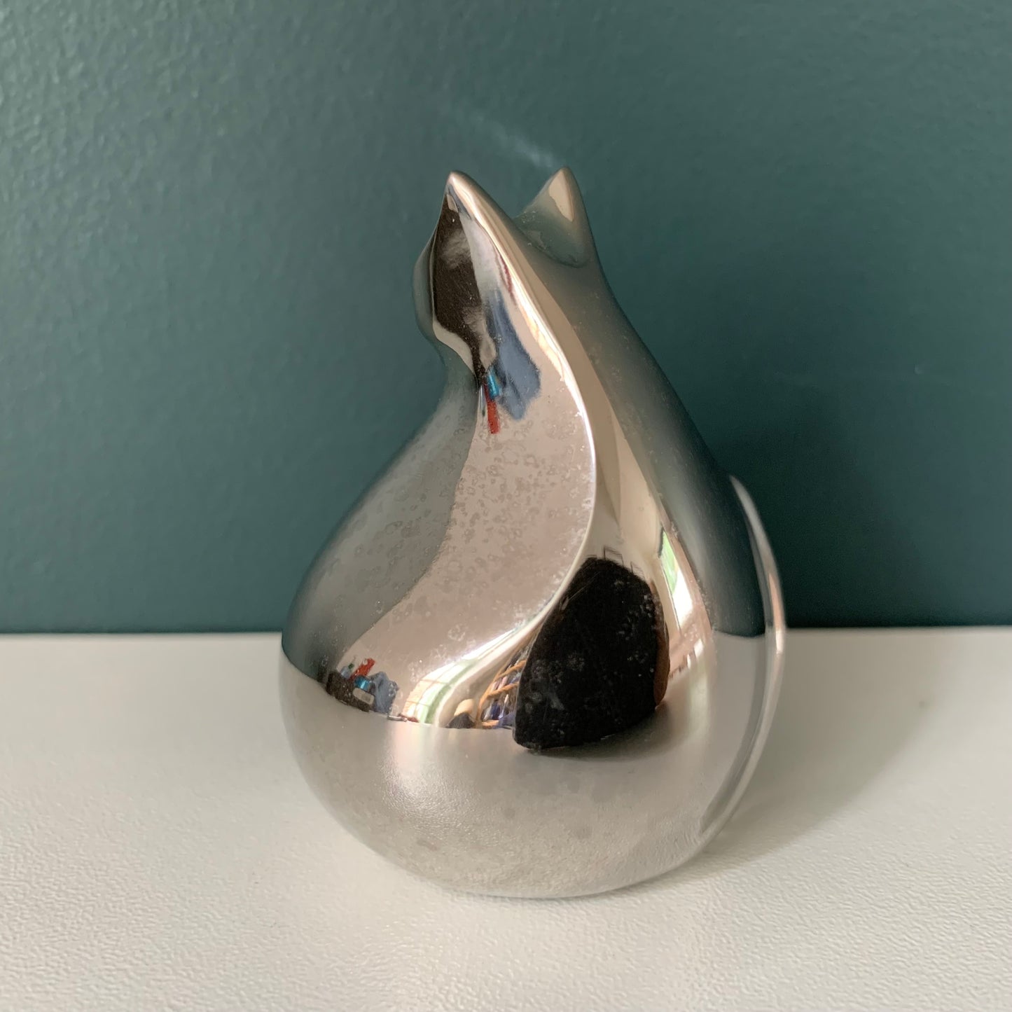 Boxed Dansk Designs Silver Cat Paperweight Swedish Danish Retro Vintage Office Job Work
