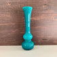 Mid Century Empoli Italian Teal Blue Glass Vase Hooped Cased