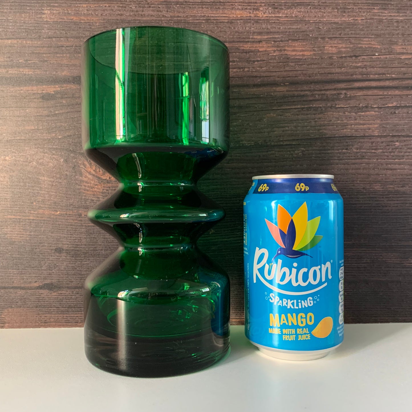 Riihimaki Emerald Green Glass Vase Tamara Aladin 1472 Vintage 1960s 1970s Scandinavian Finnish Retro