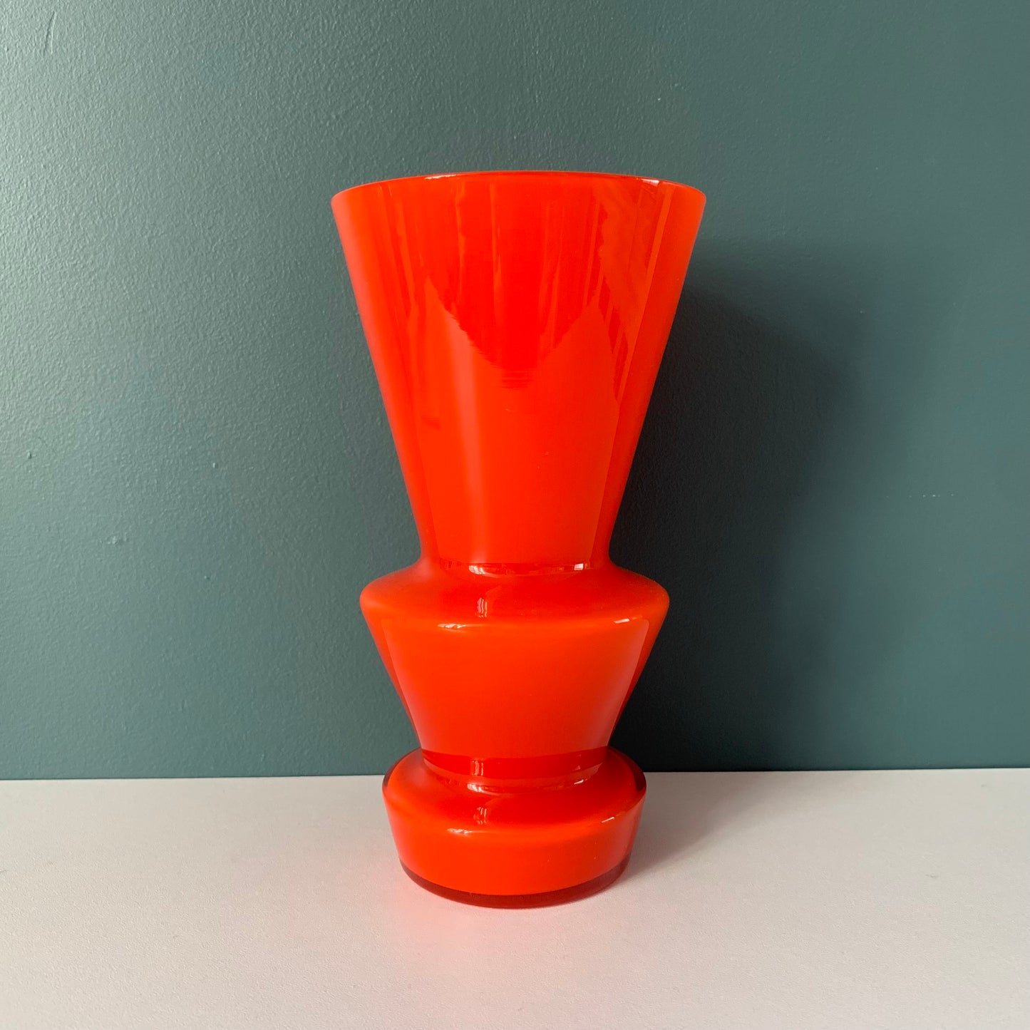 Lindshammar Swedish Orange Hooped Glass Vase 1960s 1970s Vintage Retro Scandinavian