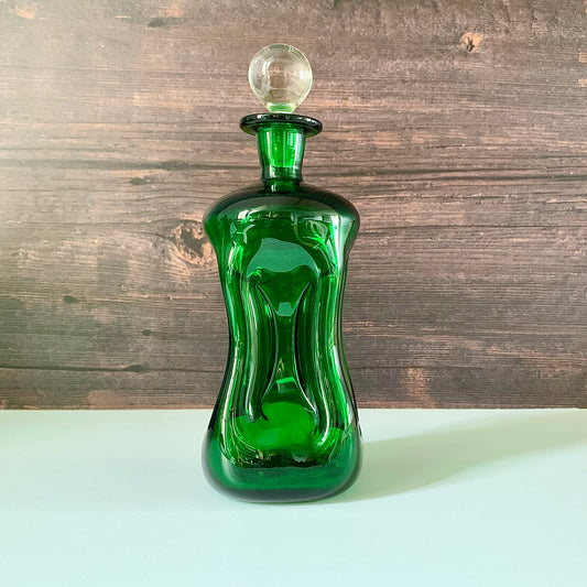 Vintage Holmegaard Danish Kluk Green Glass Decanter Glug Bottle Carafe Gifts