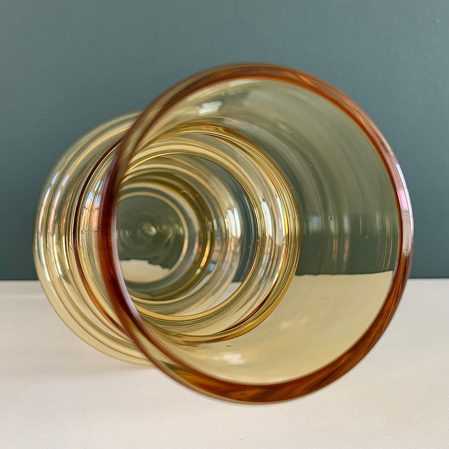 Vintage Riihimaki Finnish Amber Yellow Sputnik Glass Vase 1970s Space Age