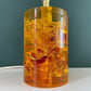 Shattaline British Yellow Orange Table Lamp Cracked Resin Crushed Ice Vintage Retro Atomic Era Shatterline