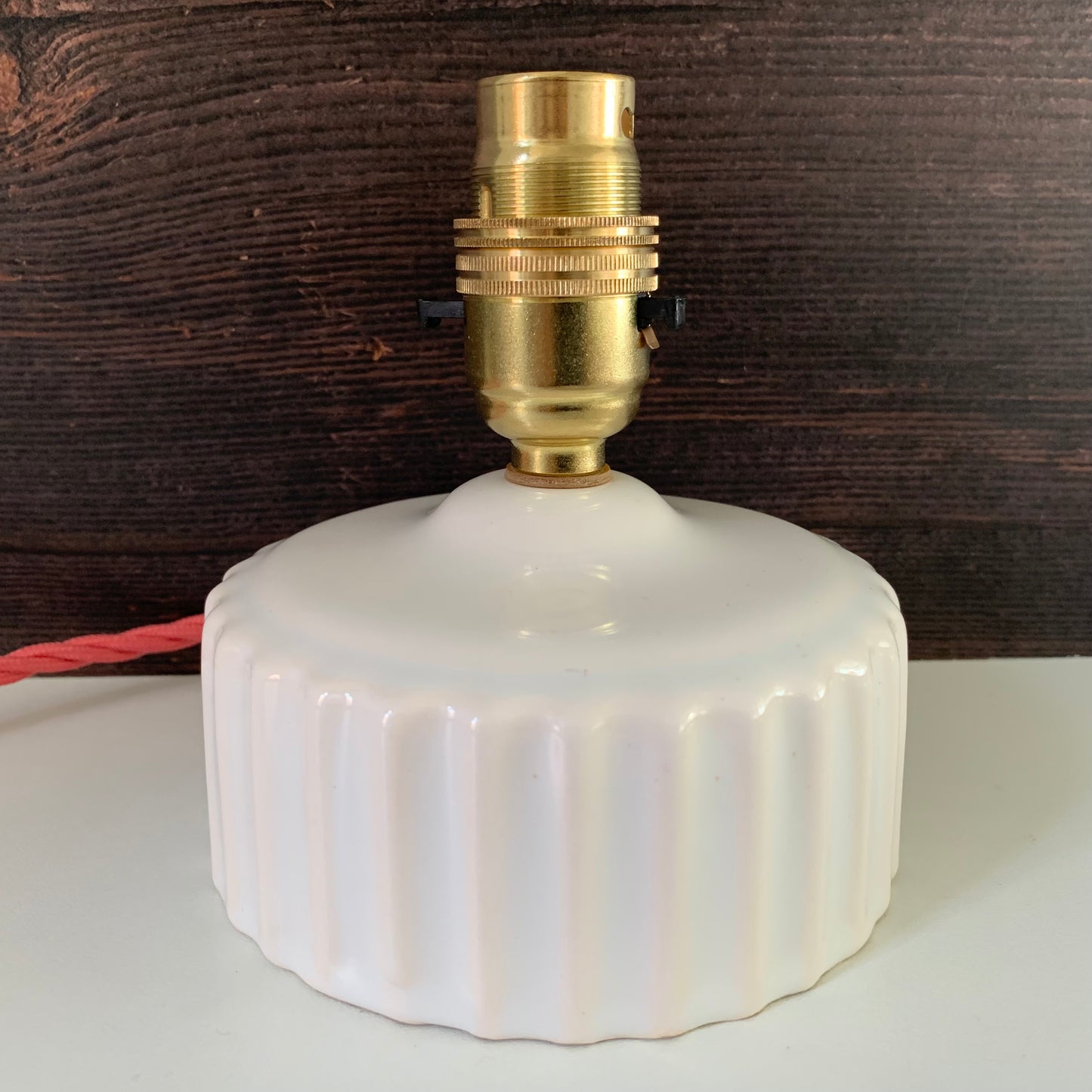 Vintage British English White Pink Ceramic Table Lamp 1970s 1980s Staffordshire Pottery