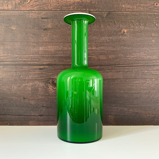 Holmegaard Green Cased Glass Otto Brauer Gulvvase Danish Design 1960s Gul Vase