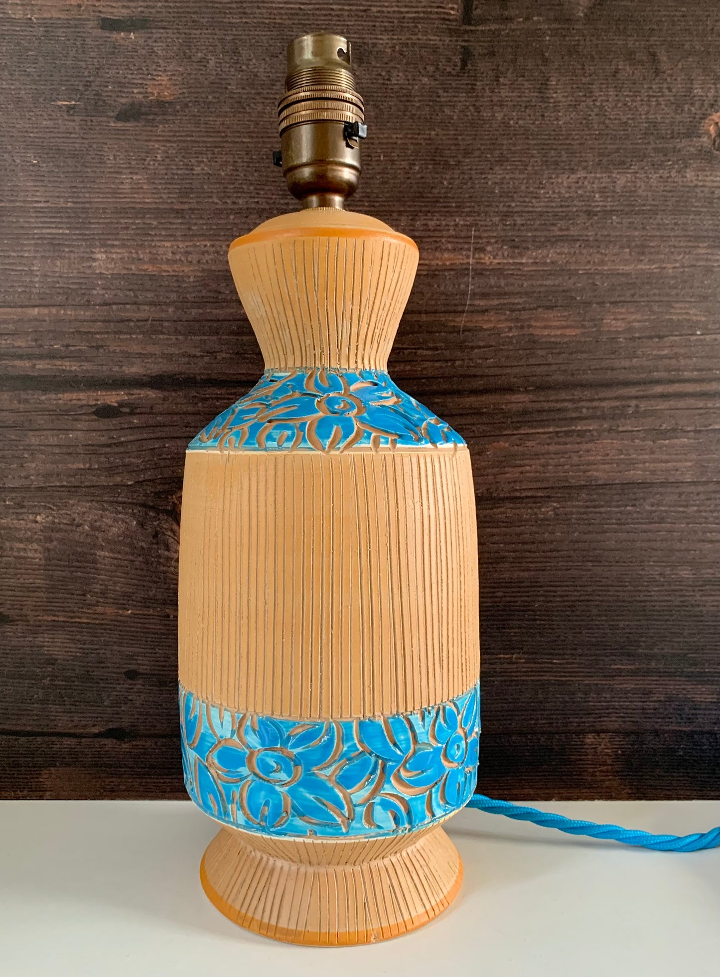 Bitossi Rimini Blue Pottery Table Lamp Ceramic 1960s 1970s Turquoise