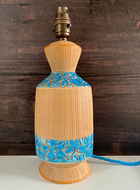 Bitossi Rimini Blue Pottery Table Lamp Ceramic 1960s 1970s Turquoise