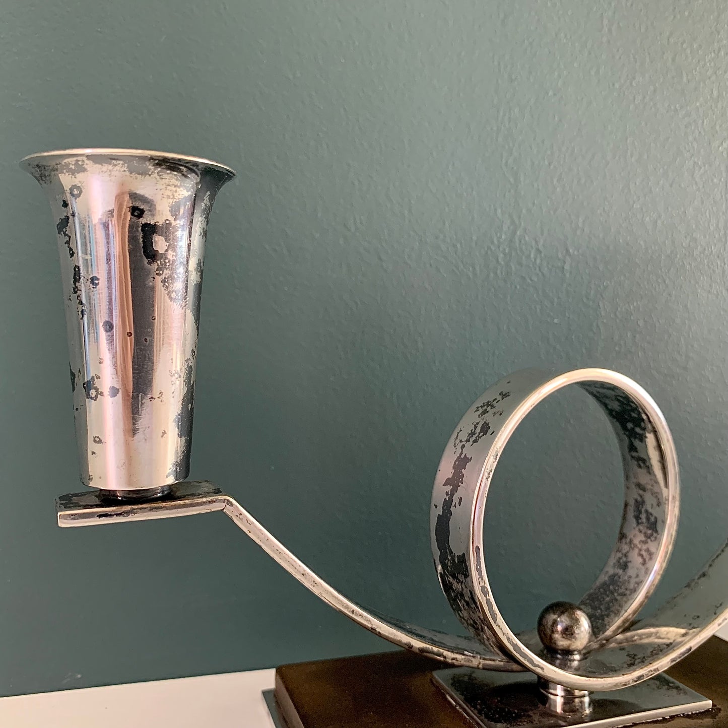 Art Deco Cohr Danish Silver Bronze Modernist Candle Holder Candleabra 1920s 1930s