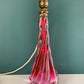 Large Val St Lambert Pink Crystal Glass Table Lamp 1930s 1940s