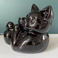 Vintage Black Cat Ceramic Table Lamp British English 1970s