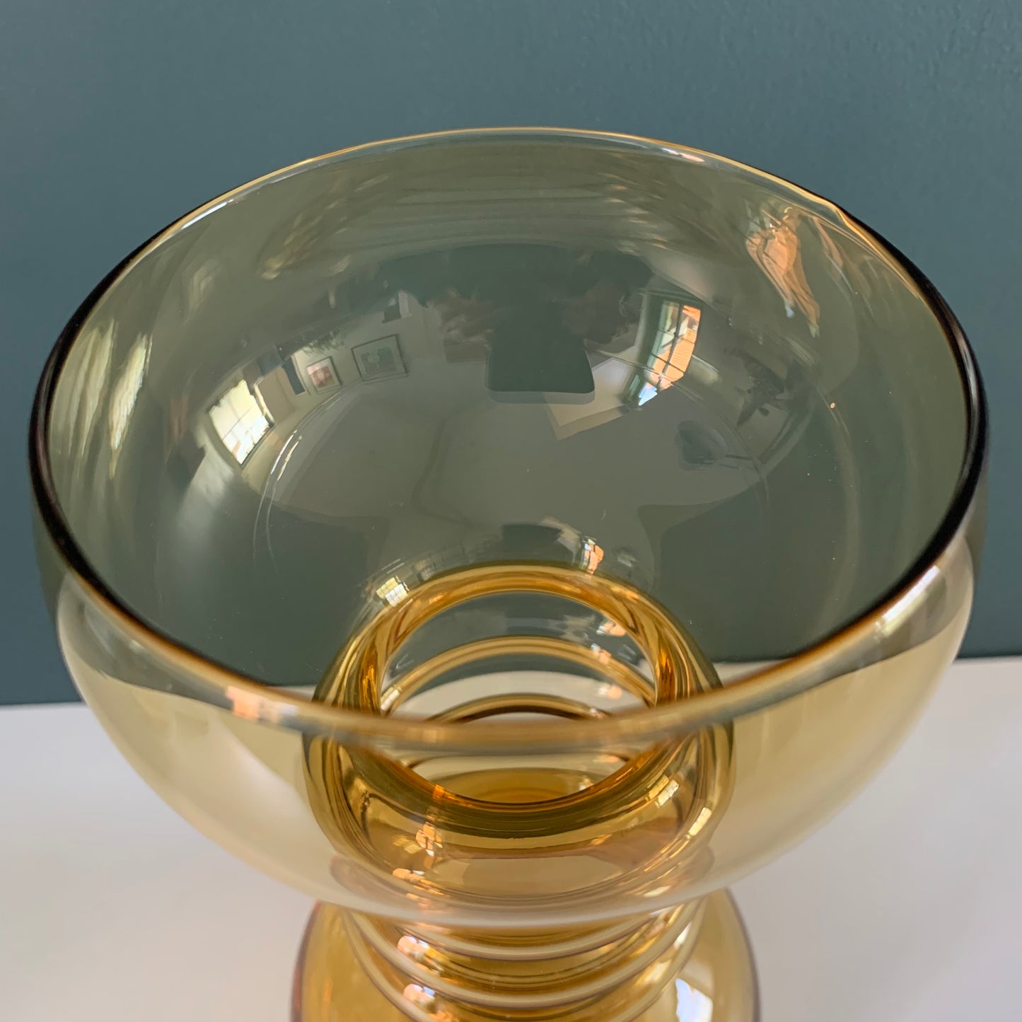 Vintage Riihimaki Finnish Amber Yellow Carmen Glass Vase 1960s 1970s Scandinavian