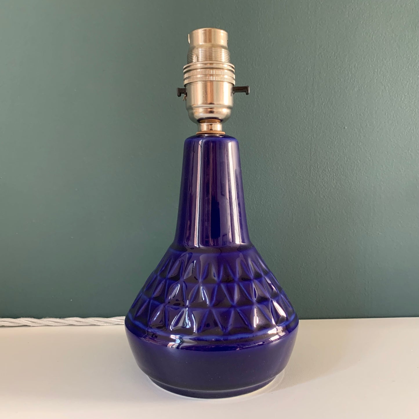 Soholm Danish Blue Table Lamp 1960s Pottery Scandi Bedside Light 3323