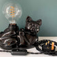 Vintage Black Cat Ceramic Table Lamp British English 1970s