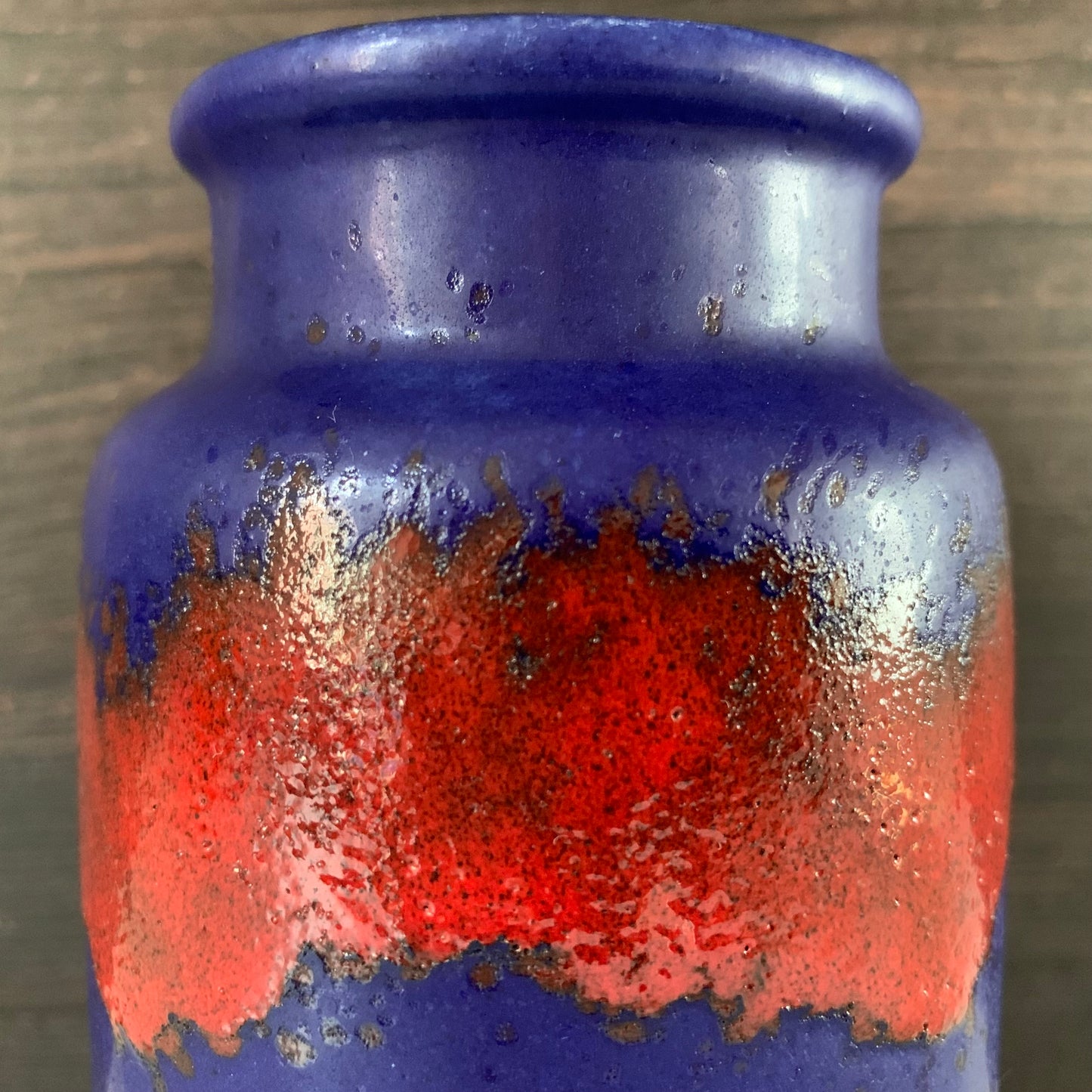 Mid Century Blue German Fat Lava Glaze Ceramic Vase 1960s 1970s