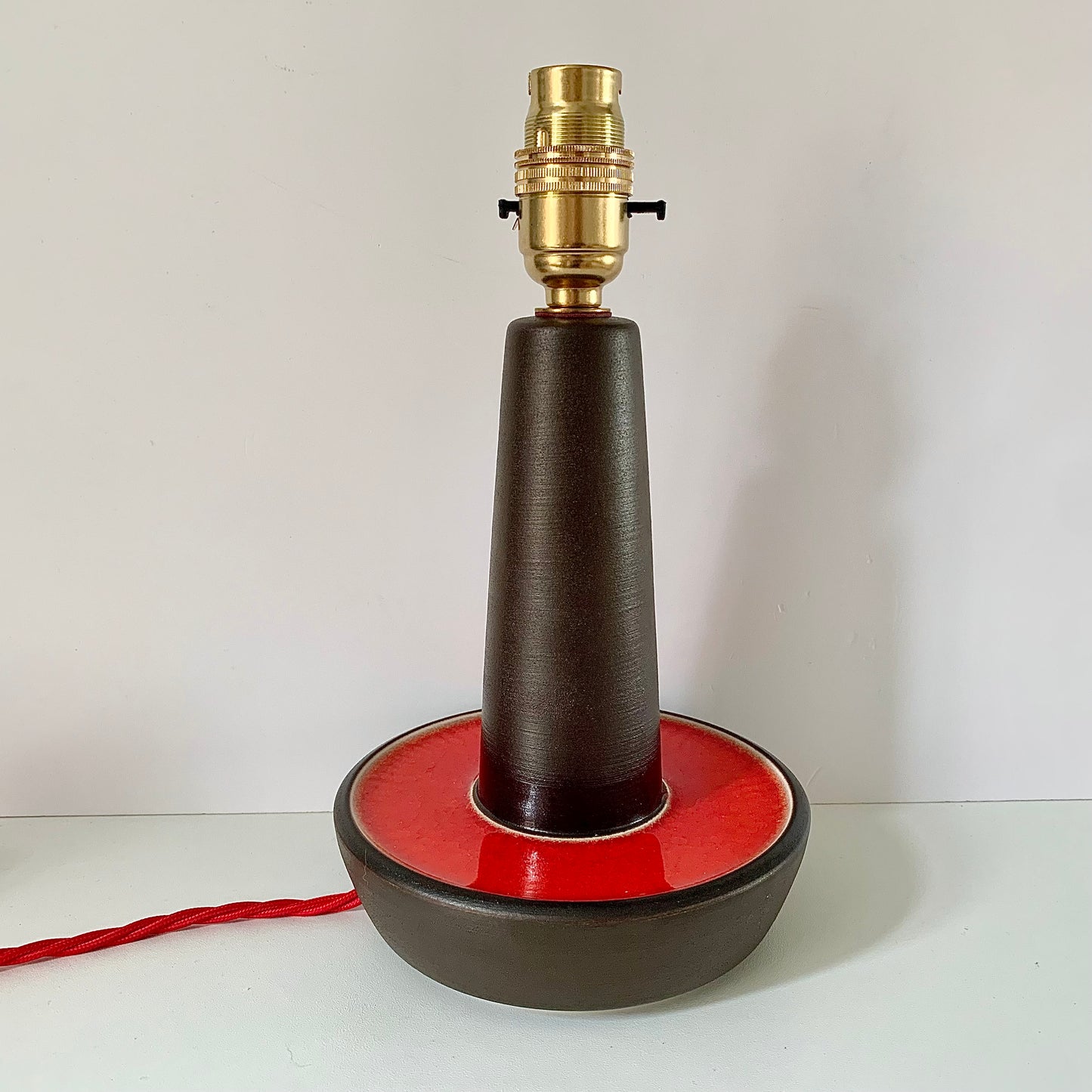 Vintage Danish Soholm Pottery Red Ceramic Table Lamp 1072 1960s 1970s