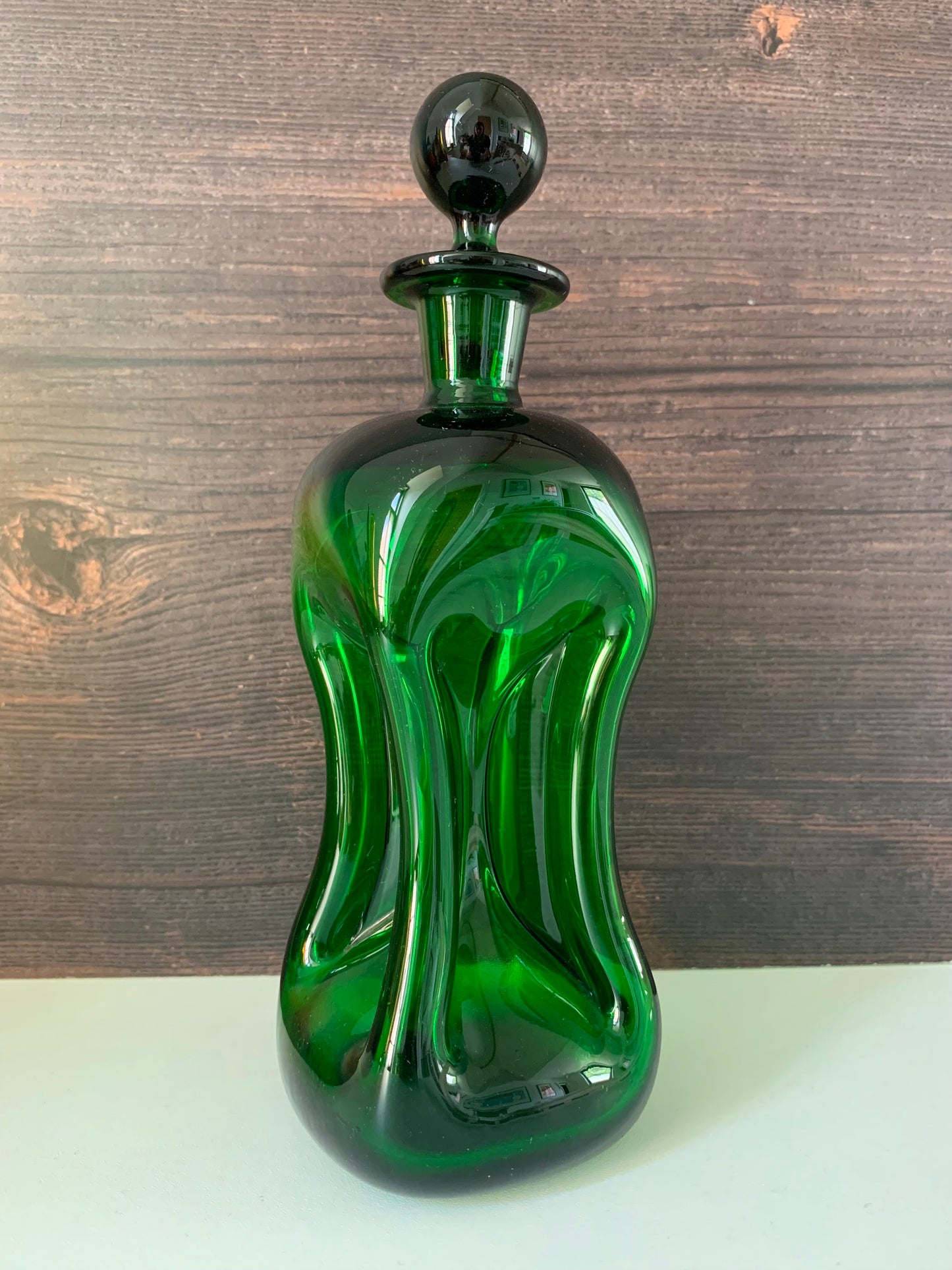 Vintage Holmegaard Danish Kluk Green Glass Decanter Glug Bottle Carafe Gifts