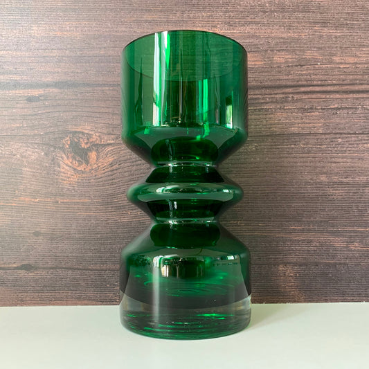 Riihimaki Emerald Green Glass Vase Tamara Aladin 1472 Vintage 1960s 1970s Scandinavian Finnish Retro