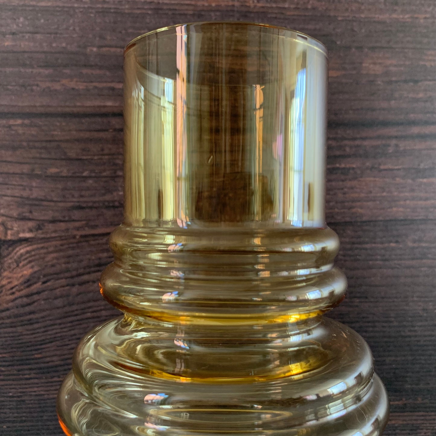 Vintage Riihimaki Finnish Amber Yellow Sputnik Glass Vase 1970s Space Age