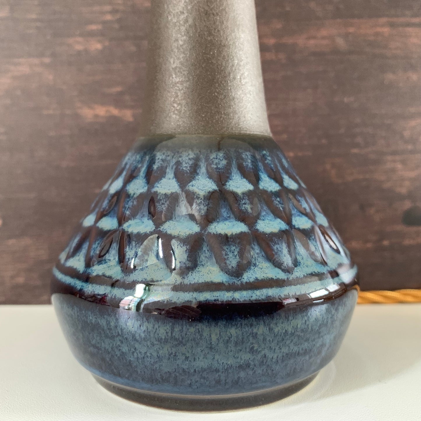 Soholm Pottery Blue Granite Danish Table Lamp Vintage 1960s 3323