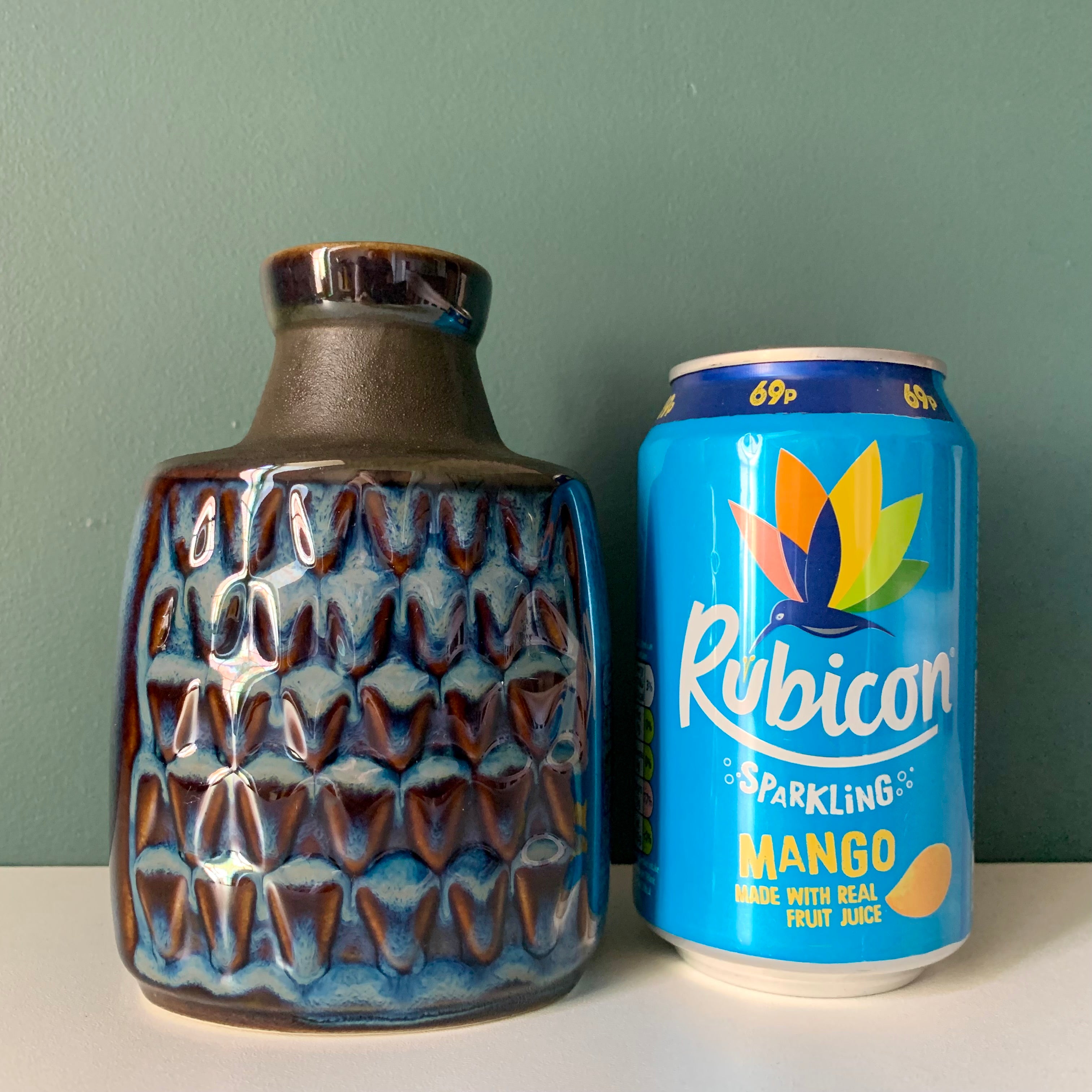 Soholm Pottery Blue Danish Ceramic Vase Vintage 1960s Retro